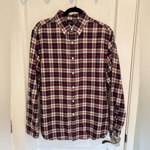 L.L.Bean Signature Red and Blue Plaid Cotton Shirt size medium